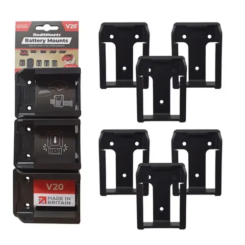 StealthMounts BM-CM20-BLK-6 Holder Battery Mounts Compatible with Craftsman V20; Black ABS Battery Black