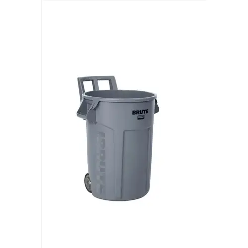 Trash Can 32 gal Gray Resin Wheeled Gray