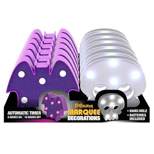 Light LED Skull and Bat Marquee - pack of 12