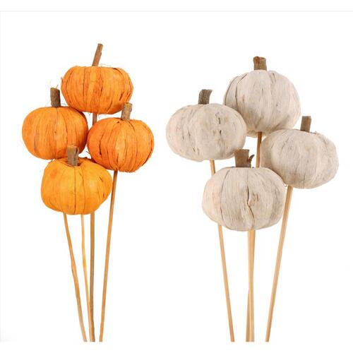 Tabletop Decor Stemmed Pumpkins Orange/White