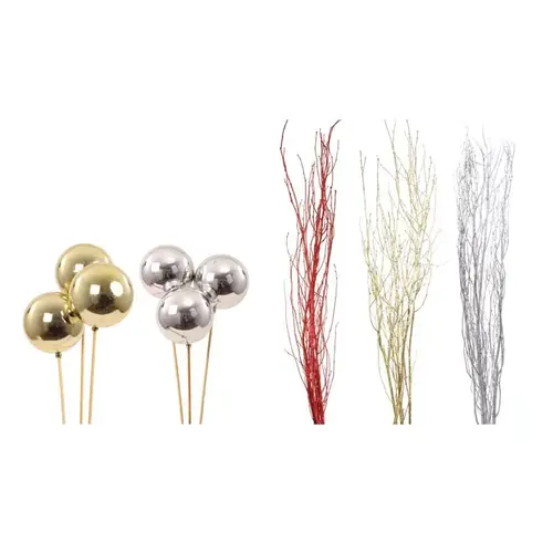 Second Nature 09326 Birch Branches Assorted Ornament Balls and Glitter 3-4 ft. Assorted