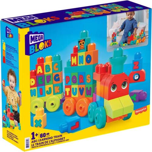 MATTEL DXH35 Train Building Set Mega bloks ABC Learning Plastic Multicolored 60 pc Multicolored