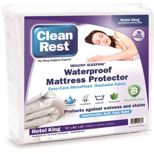 Cleanrest 845168005364 Fitted Waterproof Mattress Cover, Hotel King - pack of 4