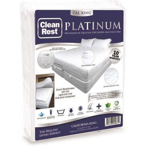 Cleanrest 845168009614 Platinum Encasing Mattress Pad, Cal King