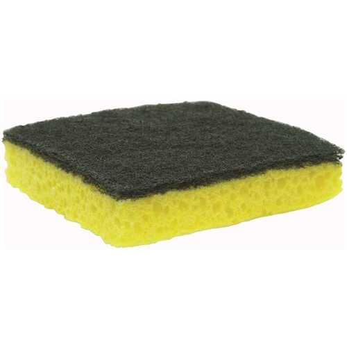 ACS PY-200-Halves 3.5 in. x 3.5 in. Hotel Size Medium Scouring Pad Scrub Sponge Yellow/Green - pack of 40