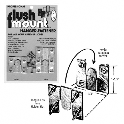 Flush Mount 2-Piece Extra Strength Metal Mirror Hanger
