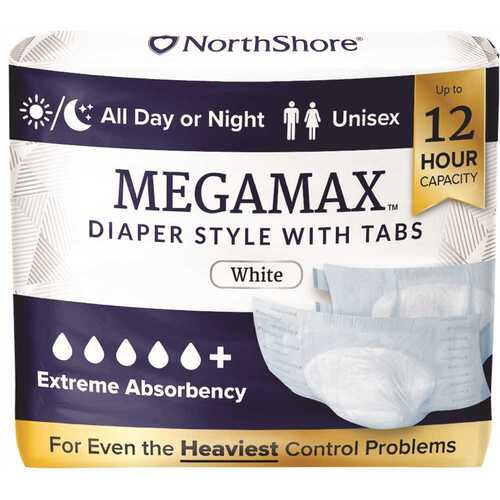 Megamax Overnight Adult Diaper Hvy Incontinence Wht Xs - pack of 48