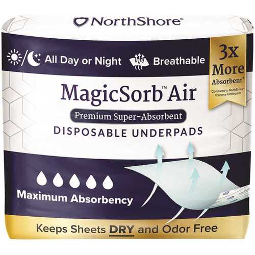 Northshore 1743 Magicsorb Air Breathable Super-Absorb Disp Underpad Wht XL - pack of 40