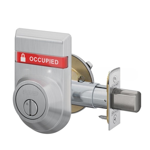 Grade 2 Coin Turn by Turn Deadbolt with 12287 Latch and 10094 Strike and Outside Occupied Vacant Indicator Satin Chrome Finish