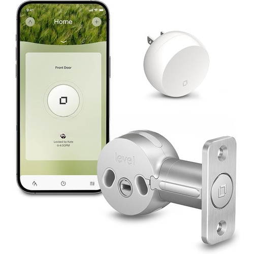 Level C-D11U-S1 WiFi and Bluetooth Retrofit Smart Deadbolt with App, and Voice Assistant Access Silver Finish