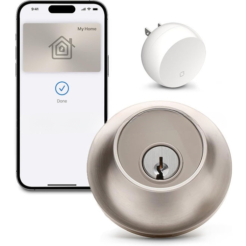 Level C-F12U-S1 Lock+ Connect Single Cylinder Deadbolt with Smart Level Lock with Wifi and Bluetooth Capacitive Touch Technology with Apple Home, App, and Schlage C Keyway with Adjustable Backset Satin Nickel Finish