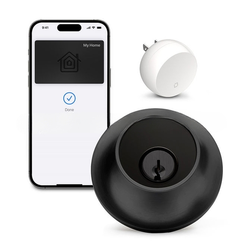 Level C-F14U-S1 Lock+ Connect Single Cylinder Deadbolt with Smart Level Lock with Wifi and Bluetooth Capacitive Touch Technology with Apple Home, App, and Schlage C Keyway with Adjustable Backset Matte Black Finish