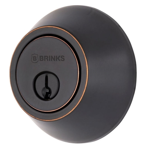 Raleigh Series Transitional Round Single Cylinder Deadbolt with 4 Way Adjustable Backset Tuscan Bronze Finish