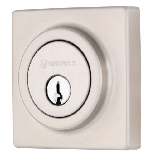 Mendocino Series Contemporary Square Single Cylinder Deadbolt with 4 Way Adjustable Backset Satin Nickel Finish