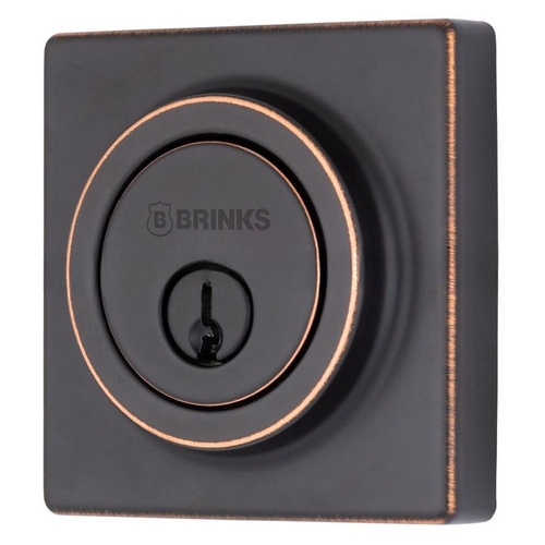 Mendocino Series Contemporary Square Single Cylinder Deadbolt with 4 Way Adjustable Backset Matte Black Finish Tuscan Bronze