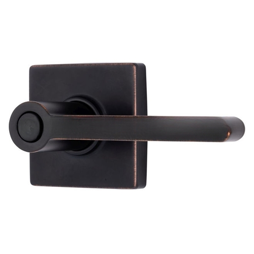 Mendocino Series Keyed Entry Contemporary Lever and Square Rose with 4 Way Adjustable Latch and Round Corner Full Lip Strike Satin Nickel Finish Tuscan Bronze