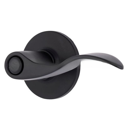 Raleigh Series Keyed Entry Transitional Wave Lever and Round Rose with 4 Way Adjustable Latch and Round Corner Full Lip Strike Matte Black Finish