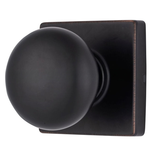 Mendocino Series Passage Contemporary Ball Knob and Square Rose with 4 Way Adjustable Latch and Round Corner Full Lip Strike Tuscan Bronze Finish