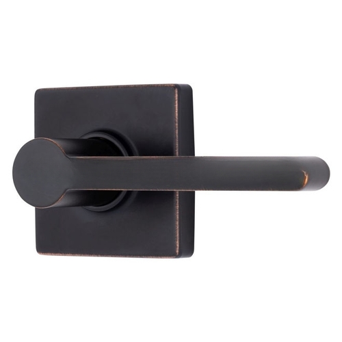 Mendocino Series Passage Contemporary Lever and Square Rose with 4 Way Adjustable Latch and Round Corner Full Lip Strike Tuscan Bronze Finish