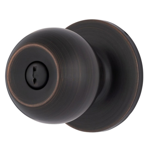 Raleigh Series Privacy Transitional Ball Knob and Round Rose with 4 Way Adjustable Latch and Round Corner Full Lip Strike Tuscan Bronze Finish