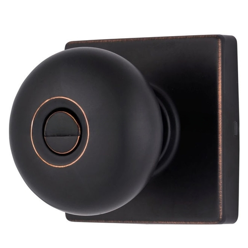 Mendocino Series Privacy Contemporary Ball Knob and Square Rose with 4 Way Adjustable Latch and Round Corner Full Lip Strike Tuscan Bronze Finish