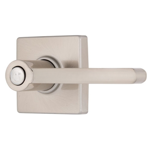 Mendocino Series Privacy Contemporary Lever and Square Rose with 4 Way Adjustable Latch and Round Corner Full Lip Strike Satin Nickel Finish