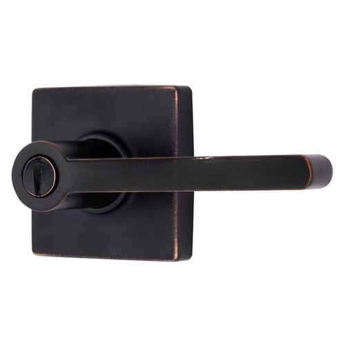 Mendocino Series Privacy Contemporary Lever and Square Rose with 4 Way Adjustable Latch and Round Corner Full Lip Strike Tuscan Bronze Finish