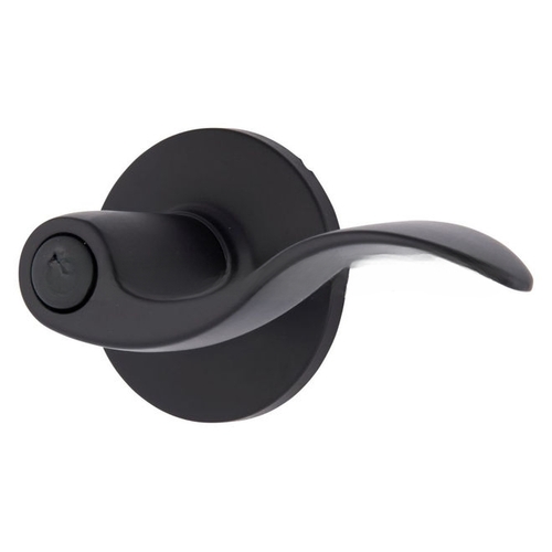 Raleigh Series Privacy Transitional Wave Lever and Round Rose with 4 Way Adjustable Latch and Round Corner Full Lip Strike Satin Nickel Finish Matte Black