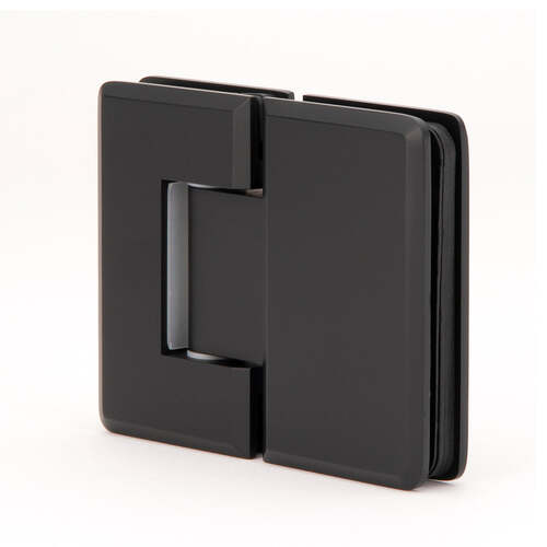 Aria Vetri AP180MBL Glass to Glass 180 degree Portugal Radius Corner Bevelled edge Hinge Matte Black