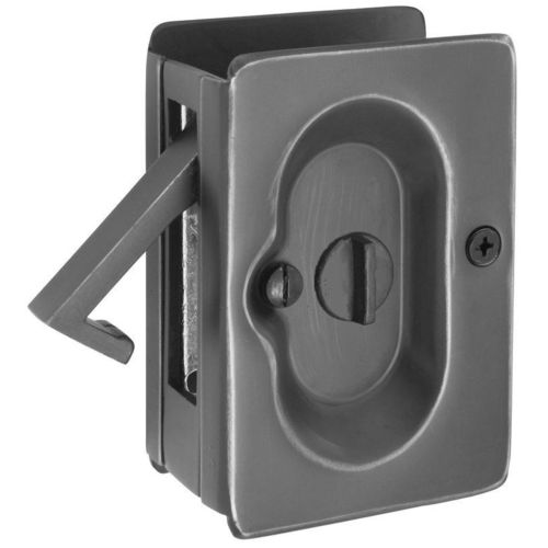 Emtek 2102US19 Priv Pocket Door Lock, Flat Black Finish