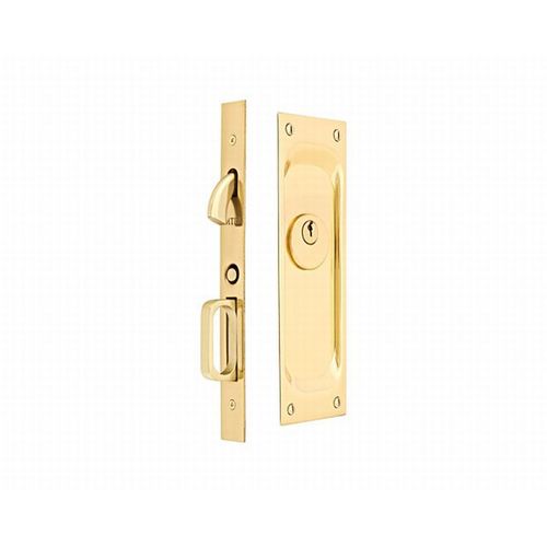 Keyed Pocket Door Mortise Lock for 1-3/8" Door , Bright Brass Finish
