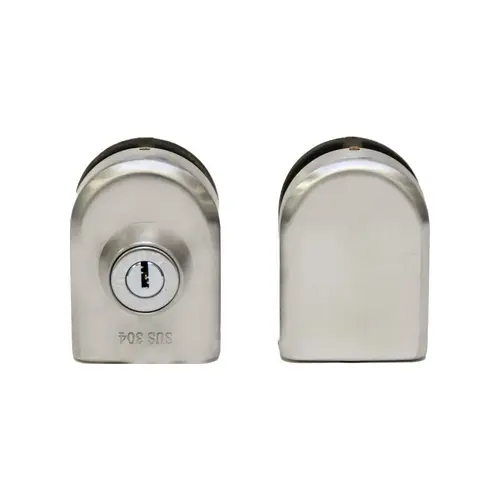 Slip on Oval Deadbolt Glass to Glass Lock Brushed Stainless