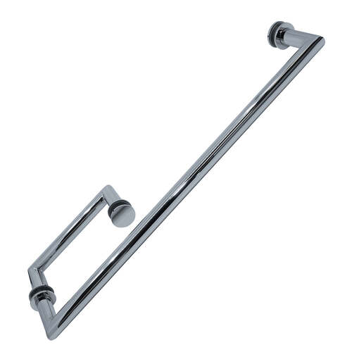 Round 6" Mitered Handle with Round 18" Mitered Towel Bar Chrome