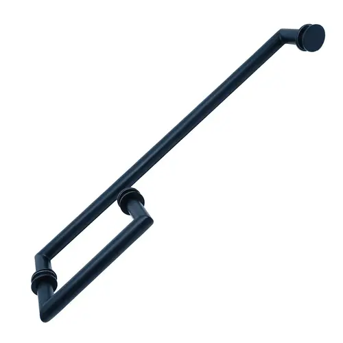 Round 6" Mitered Handle with Round 18" Mitered Towel Bar Matte Black