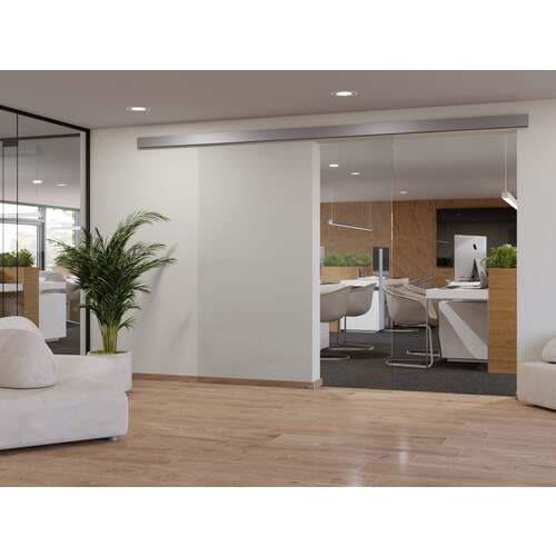 GlideWall Single Sliding Door Kit with SoftBreak Satin Anodized