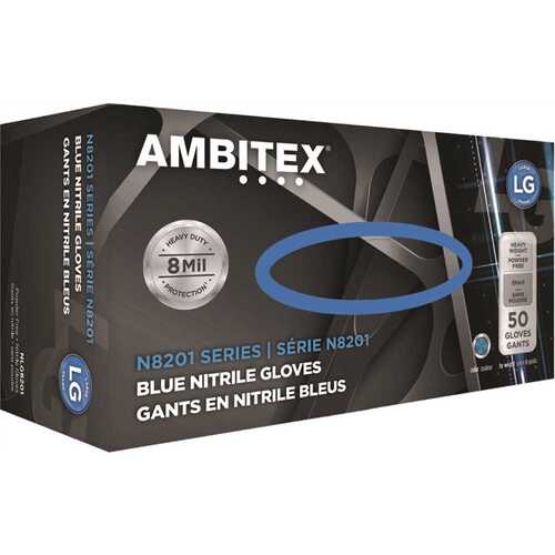 Ambitex NMD8201 8 Mil Blue Nitrile Powder-Free Medium