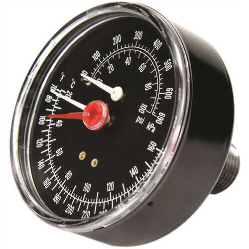 T&p Gauge 60# 2.5" Dial 1/4" Bck