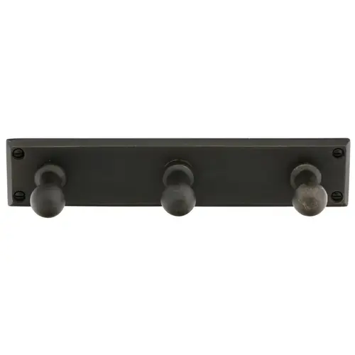 3 Hooks W/ Rectangular Plate, Medium Bronze Finish