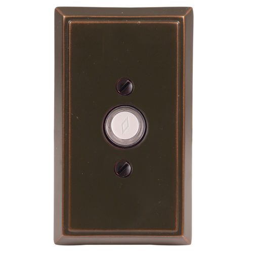 Emtek 2403US10B Doorbell Button Rectangular Rose, Oil Rubbed Bronze Finish