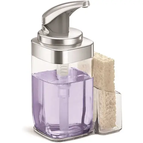 22oz Square Push Pump Soap Dispenser/sponge Caddy Brushed NICKEL