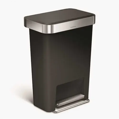 Rectangular Step Trash Can 45l/12gal Black Plastic