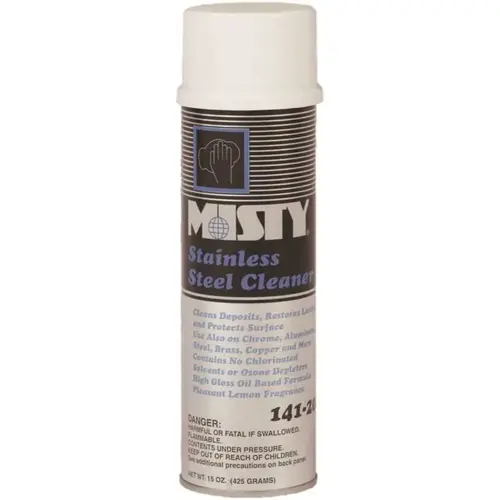 Misty 1001541 Stainless Steel Cleaner & Polish, Lemon Scent, 15oz Aerosol