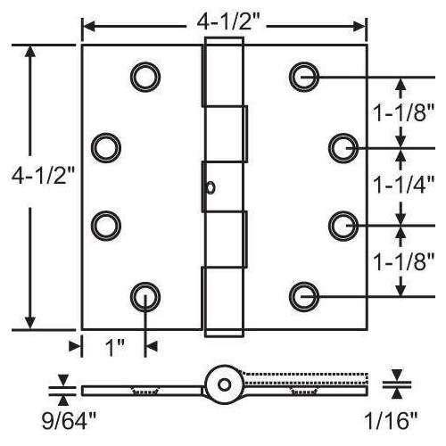 4-1/2 X 4-1/2 SQ HINGE SC US26D NRP 3 PER SET