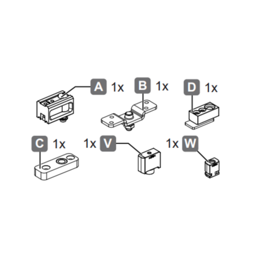 Folding Wall Fitting, Slido W-Fold32 100T, set Set for access doors Corner suspension, Center suspension With pivot bearing at top and bottom Running track: Aluminum Guide track: Aluminum Running gear: Steel Roller: Plastic, Silver colored, anodized