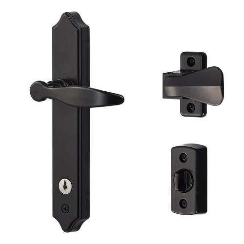 Ideal Security BK1215BL ML Lever Set with Keyed Deadbolt (2 Posts, Black)