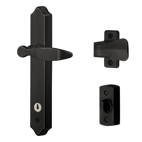 Ideal Security BK1215MB ML Lever Set with Keyed Deadbolt (2 Posts, Matte Black)