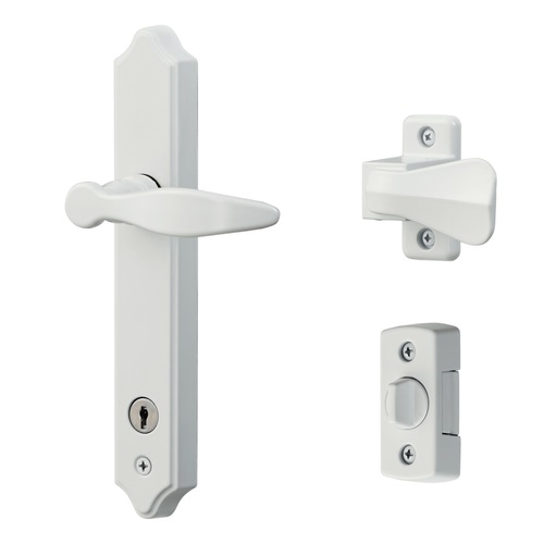 Ideal Security BK1215W ML Lever Set with Keyed Deadbolt (2 Posts, White)