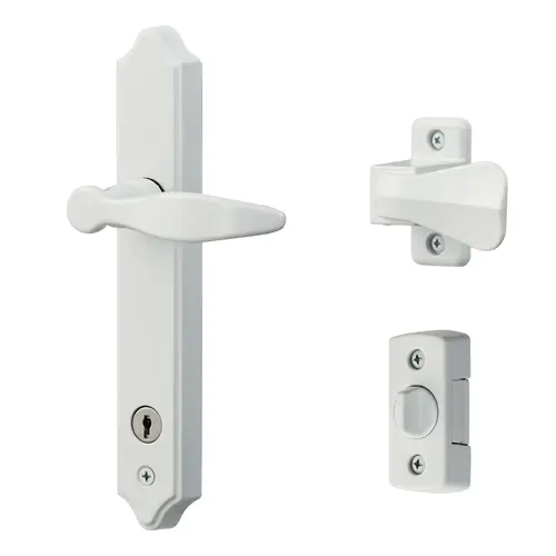 ML Lever Set with Keyed Deadbolt (2 Posts, White)