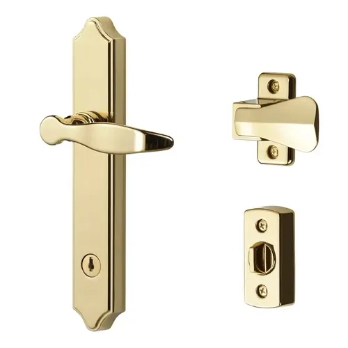 Ideal Security BK1216BB ML Lever Set With Keyed Deadbolt, Bright Brass (4 Posts)