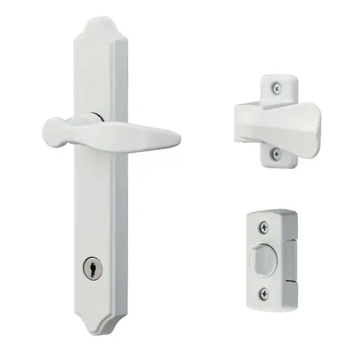 Ideal Security BK1216W ML Lever Set With Keyed Deadbolt, White (4 Posts)